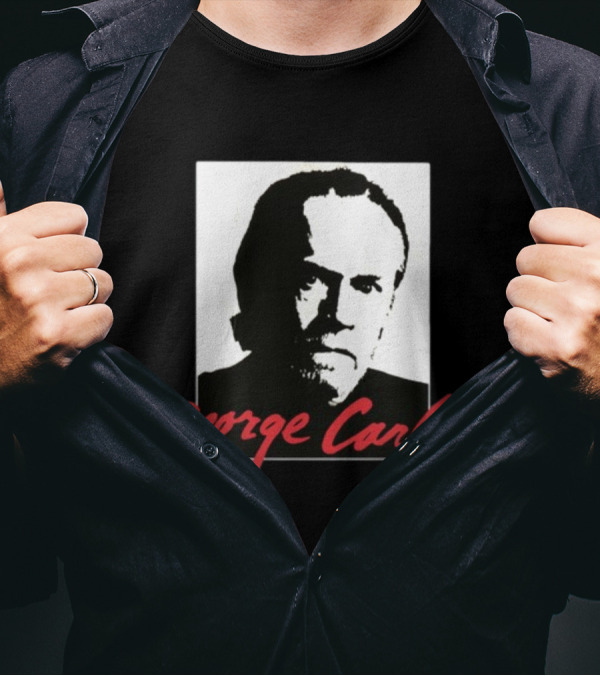 George Carlin Sometimes A Little Brain Damage Can Help Black And White Portrait Mike Cessario T-Shirt