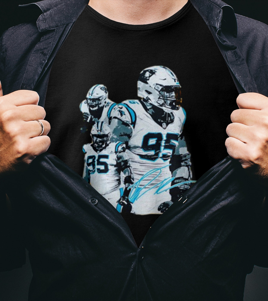 Kai Brown Wearing Carolina Panthers Derrick Brown 95 NFL Football T-Shirt