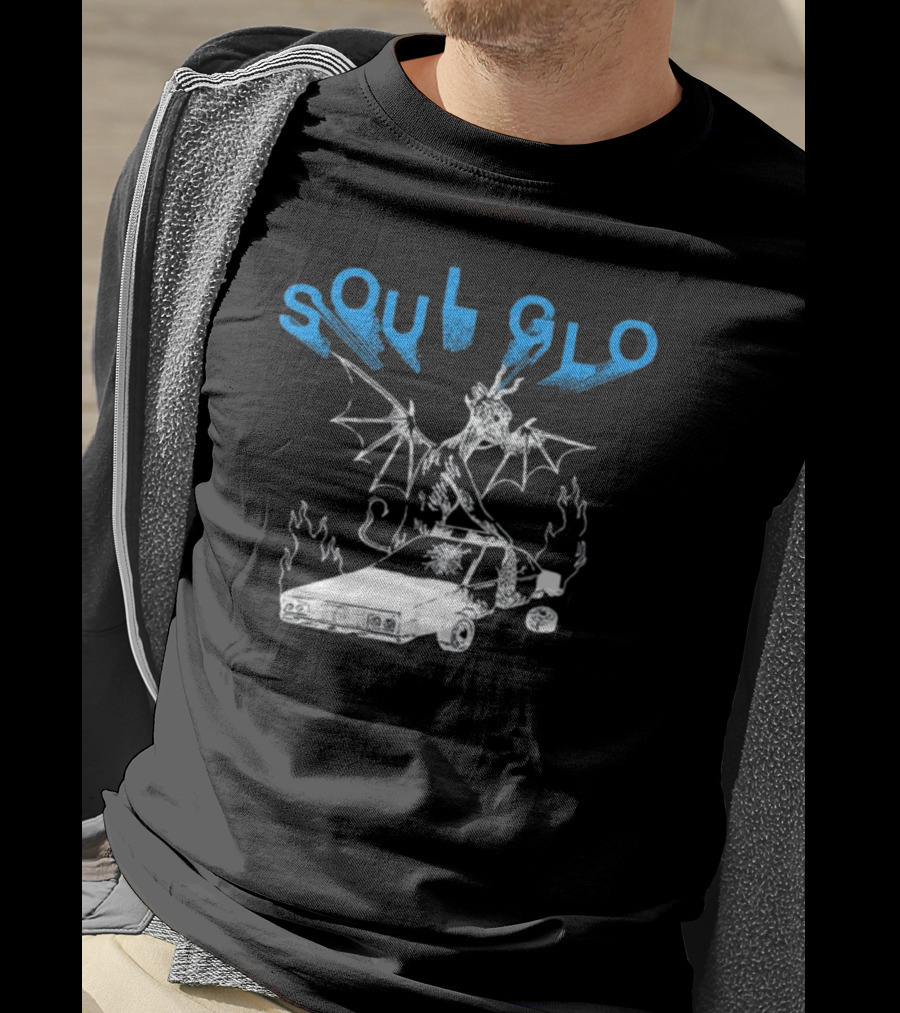 Soul Glo Dragon With Crashed Car And Flames T-Shirt
