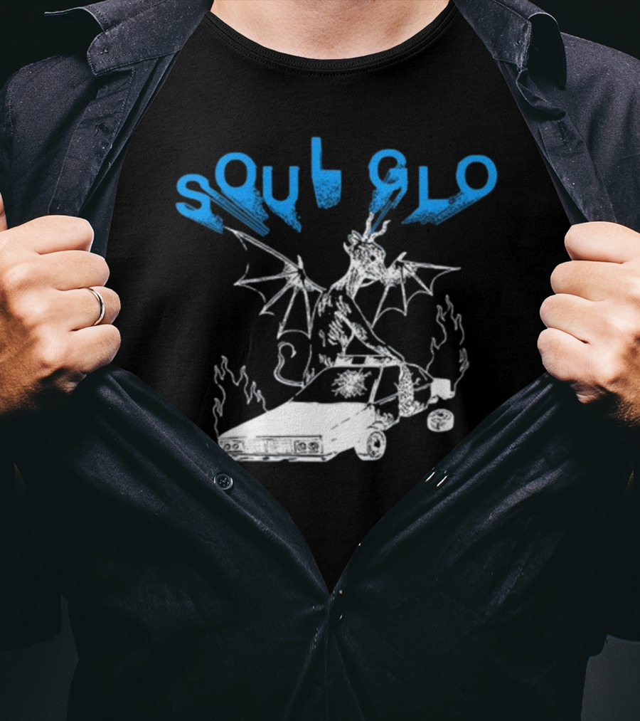 Soul Glo Dragon With Crashed Car And Flames T-Shirt