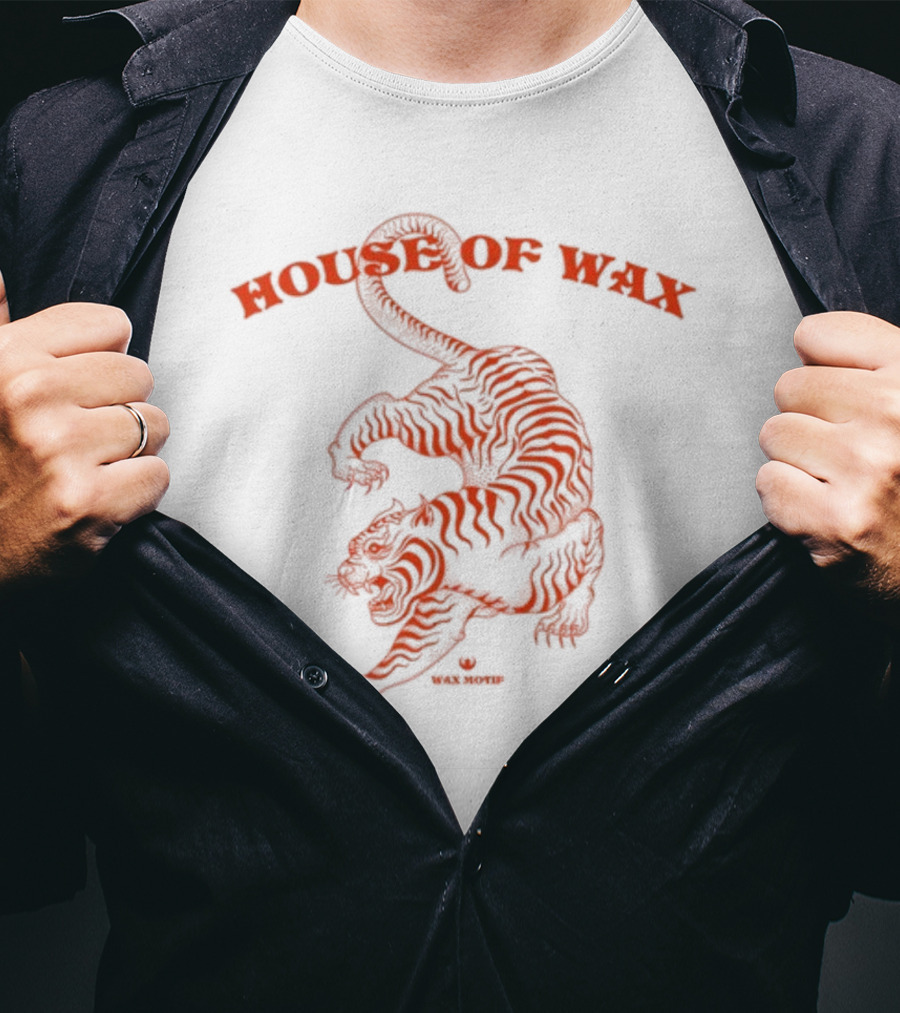 House Of Wax Tiger Wax Motif Striped Roaring Tiger T-Shirt