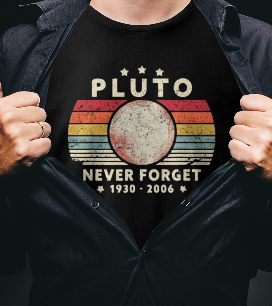 George Springer Pluto Never Forget 1930 2006 Retro Stripes T-Shirt