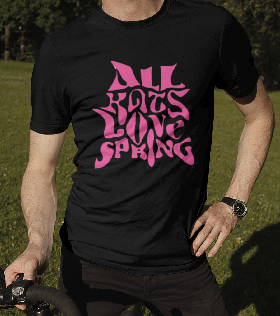 Madkat Mr. Kat All Kats Love Spring Groovy Pink Phrase T-Shirt