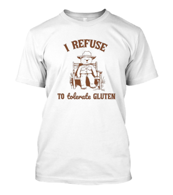 I Refuse To Tolerate Gluten Oldschoolcult Bear In Chair T-Shirt
