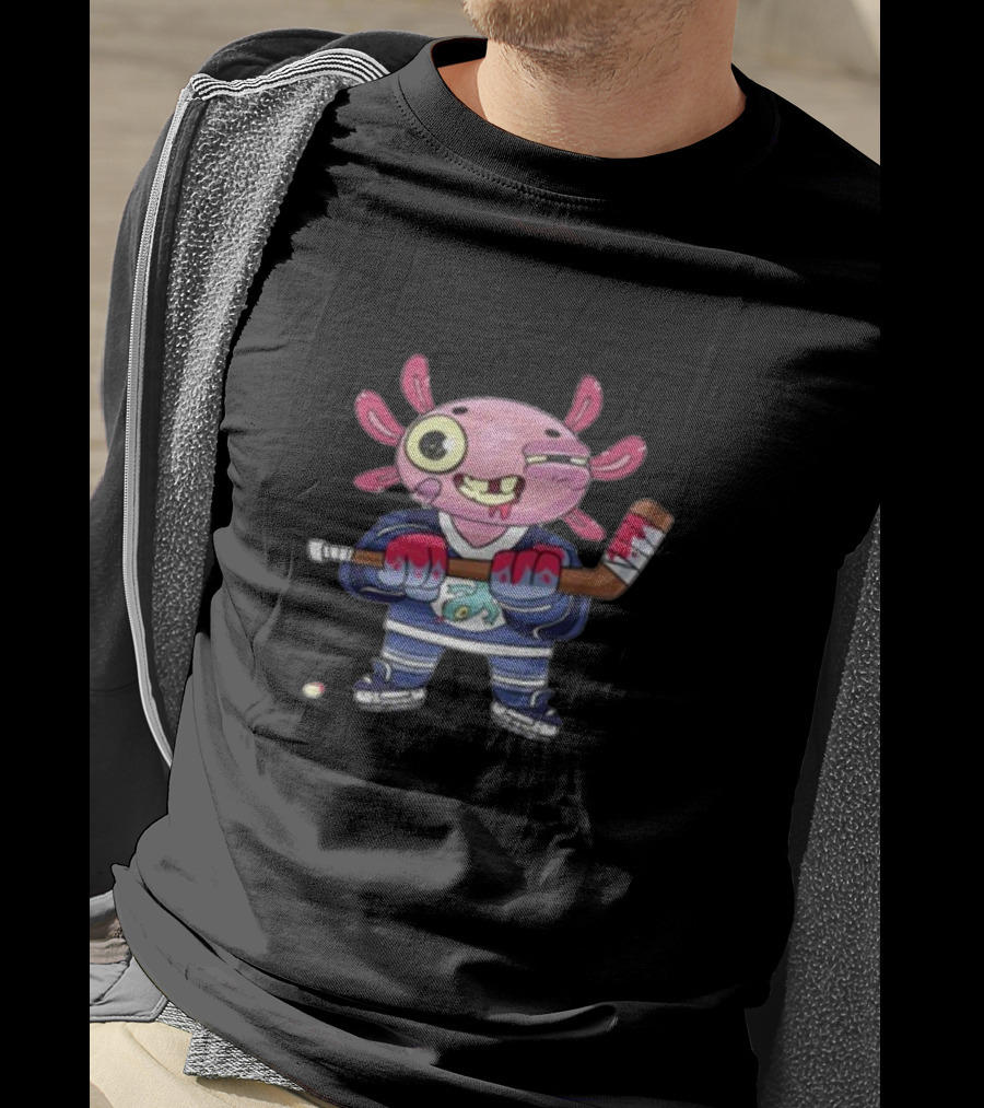 Axolotl Hockey Player With Stick And Puck T-Shirt