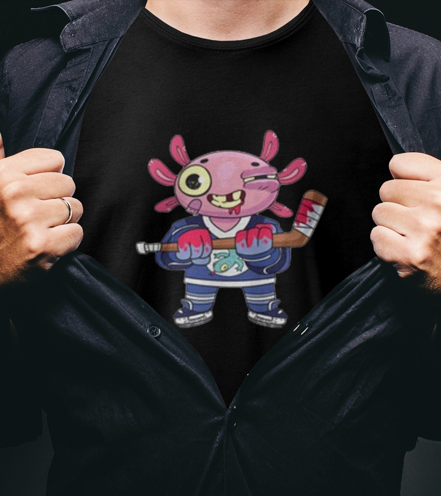 Axolotl Hockey Player With Stick And Puck T-Shirt
