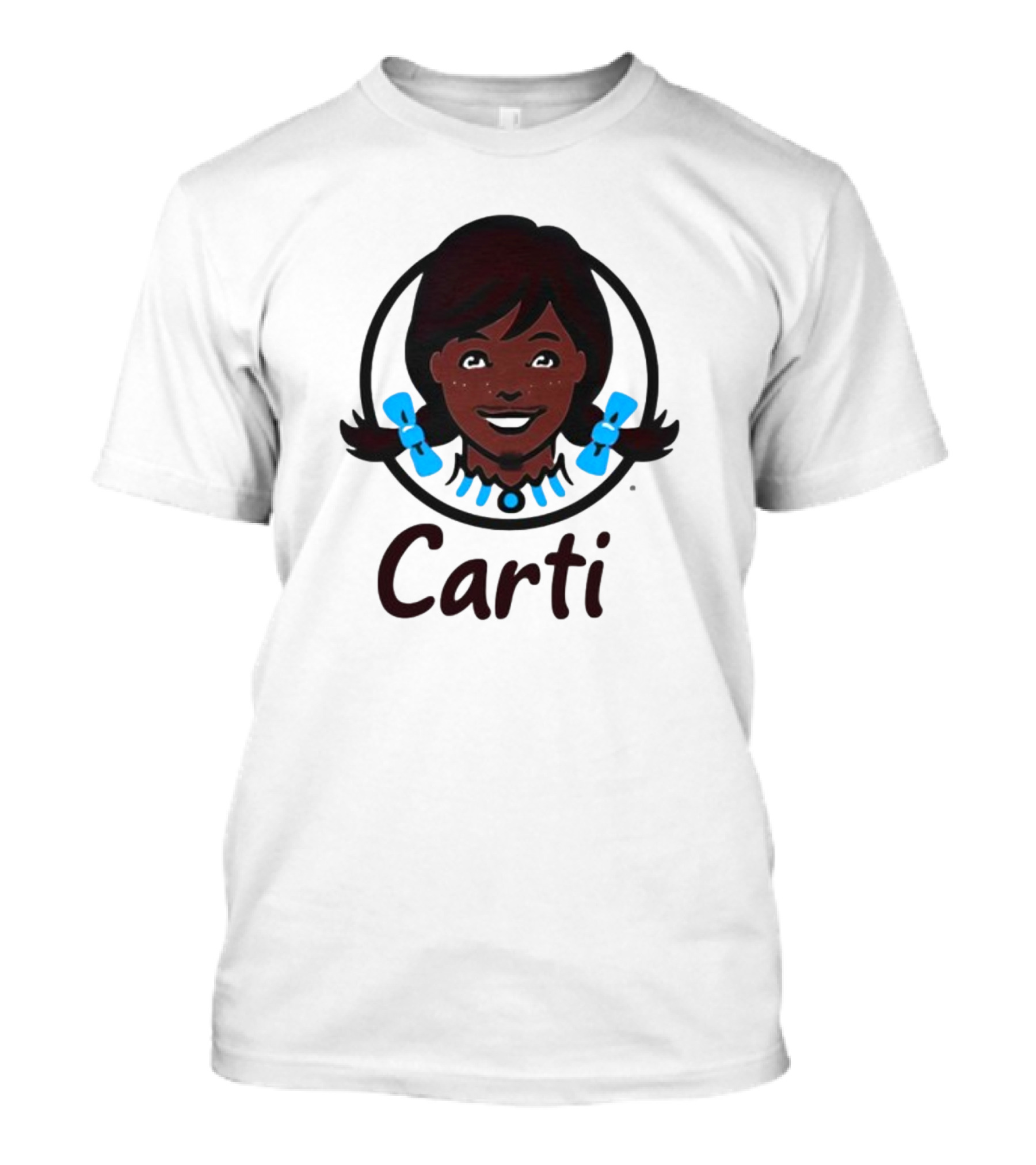 Wendy's Carti Dark Hair Blue Bow Circular T-Shirt