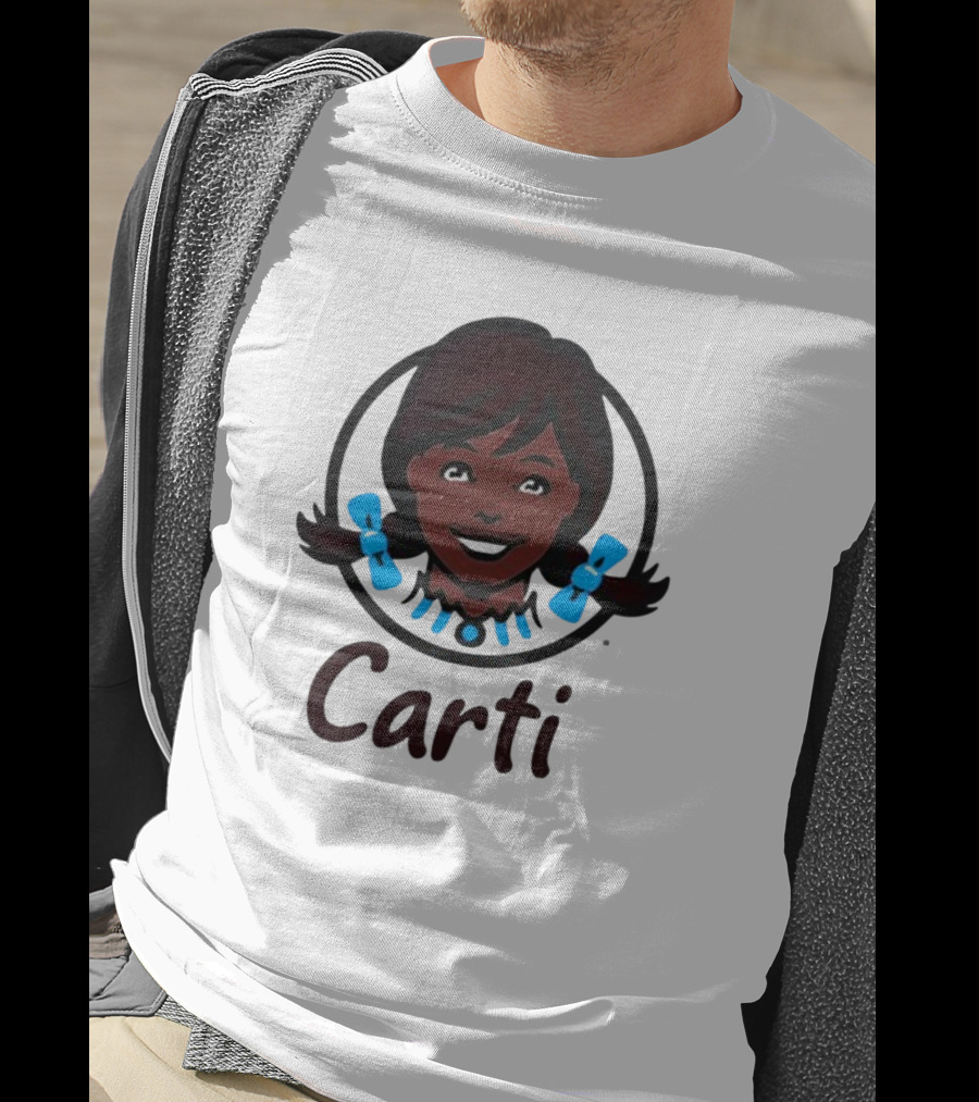 Wendy's Carti Dark Hair Blue Bow Circular T-Shirt