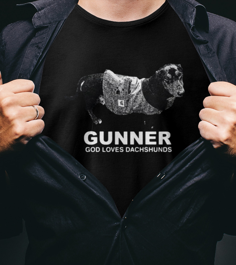 Gunner God Loves Dachshunds Dachshund In Tactical Vest T-Shirt