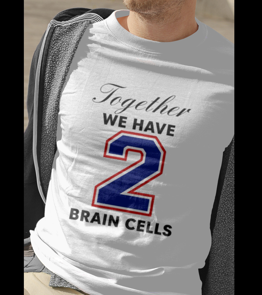 Together We Have 2 Brain Cells Blue Red Outline T-Shirt
