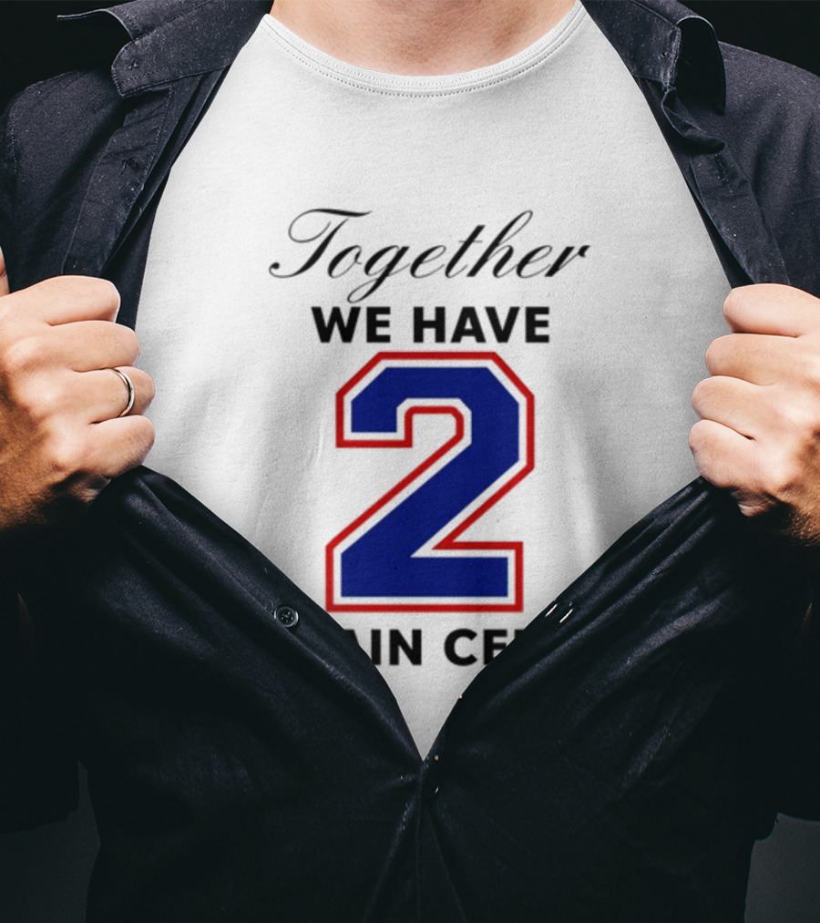 Together We Have 2 Brain Cells Blue Red Outline T-Shirt