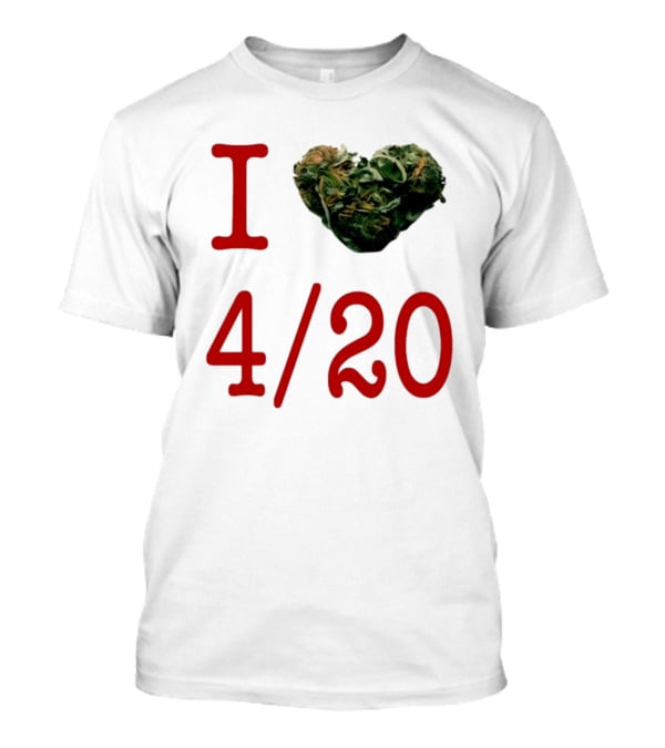 I Love 420 Day Heart Made Of Cannabis T-Shirt