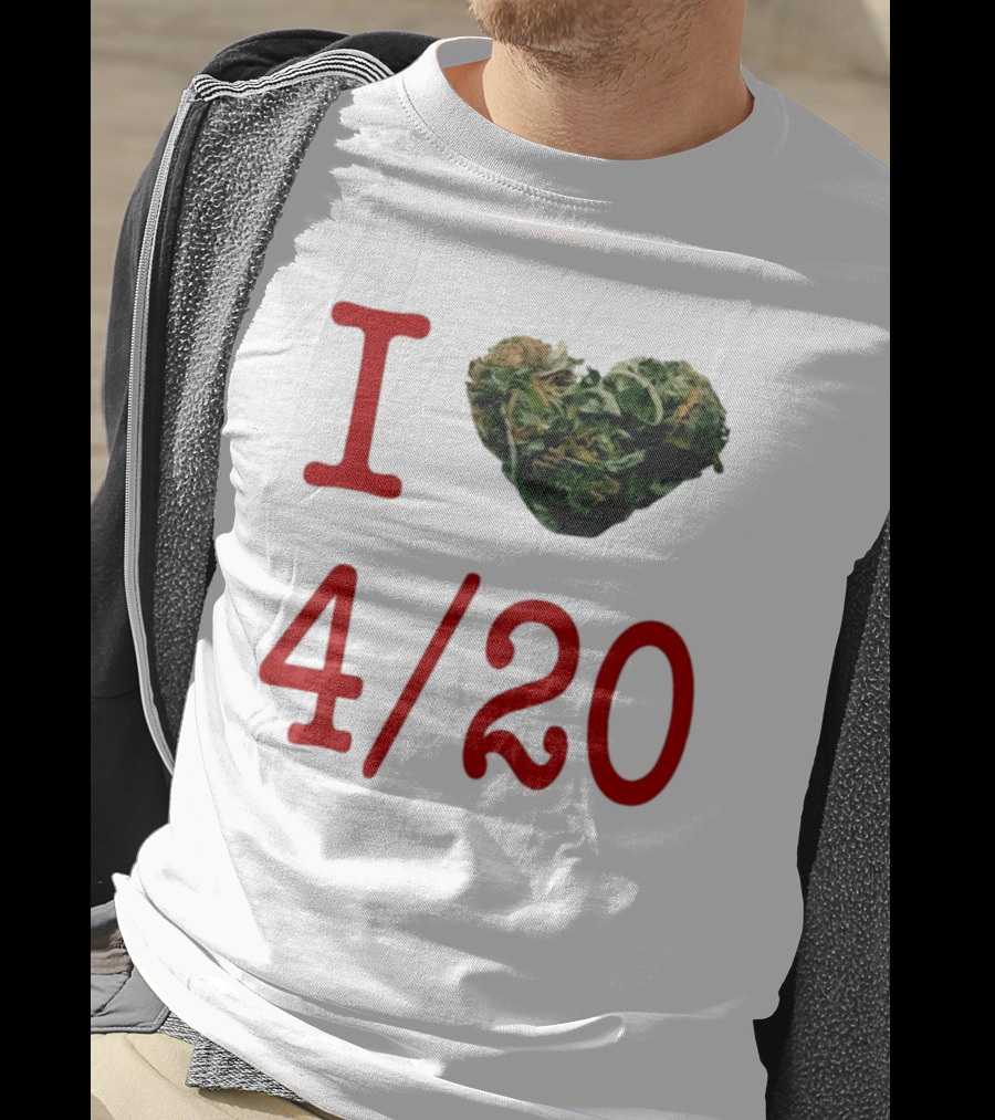 I Love 420 Day Heart Made Of Cannabis T-Shirt