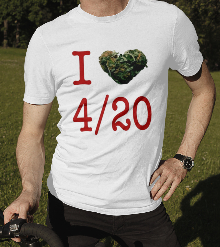 I Love 420 Day Heart Made Of Cannabis T-Shirt