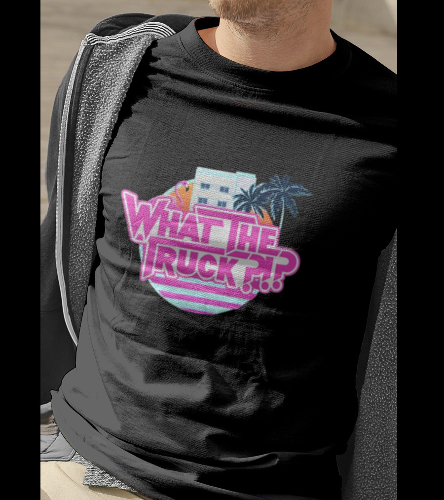 What The Truck Miami Florida Flamingo Palm Trees And Art Deco Building T-Shirt