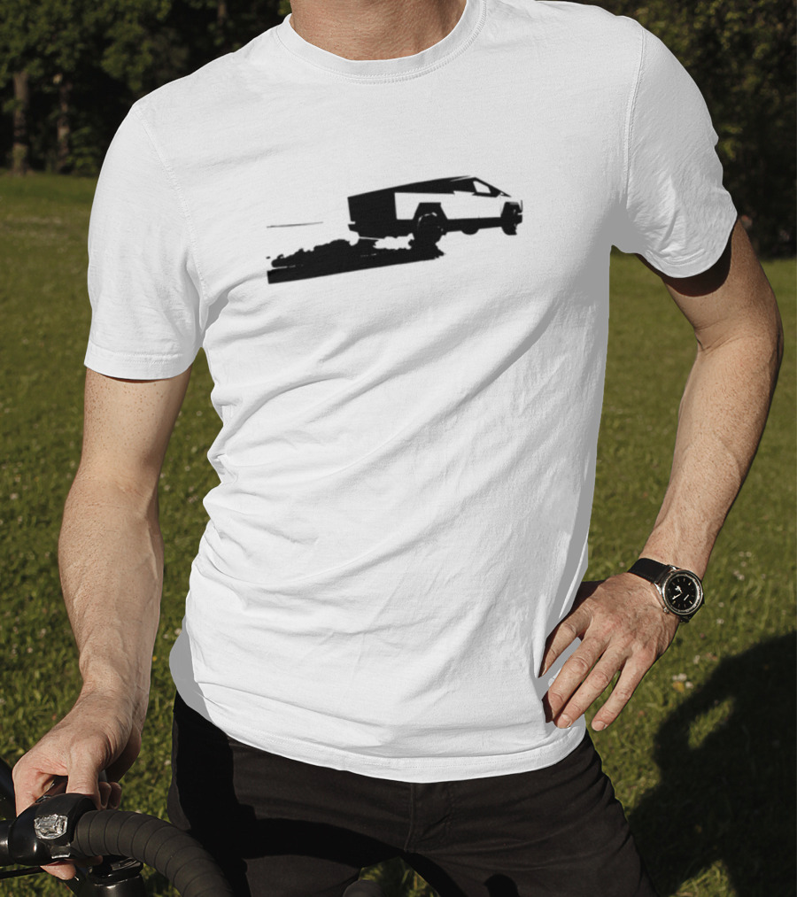 Cybertruck Foundation Monochrome Outline Futuristic Vehicle T-Shirt