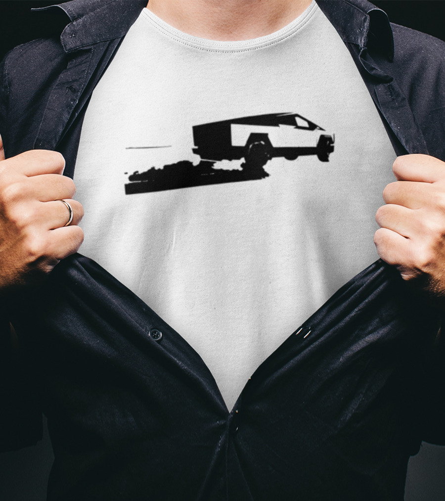 Cybertruck Foundation Monochrome Outline Futuristic Vehicle T-Shirt