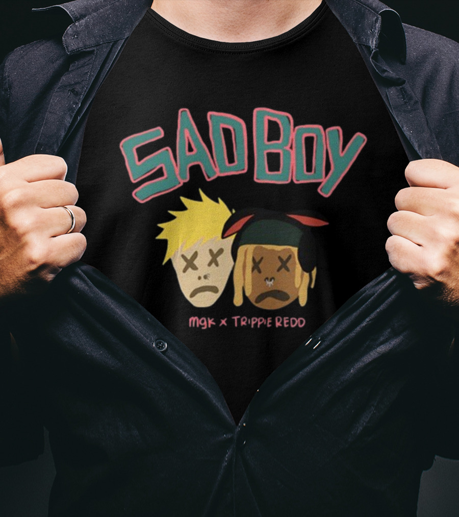 SAD BOY MGK X TRIPPIE REDD Cartoon Faces T-Shirt