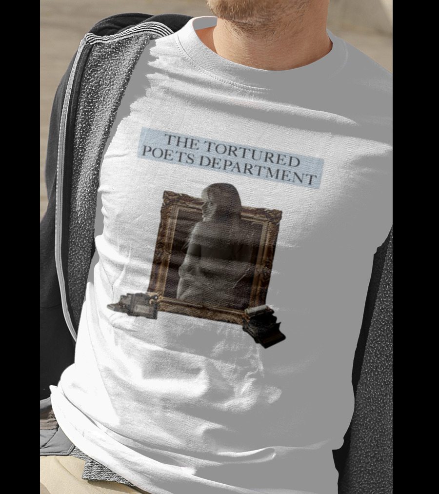 Chartsandshirts The Tortured Poets Department Framed Figure With Books And Typewriter T-Shirt
