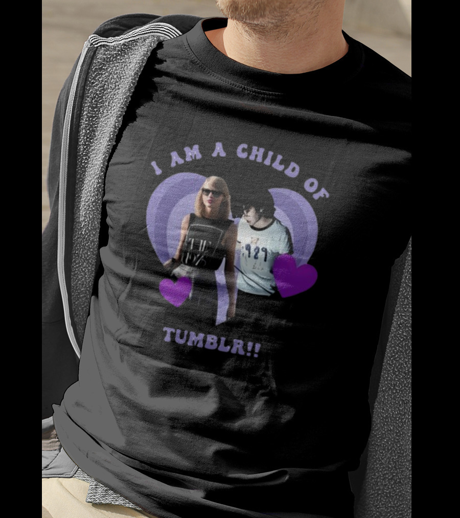 I AM A CHILD OF TUMBLR Taylor Swift Heart Duo With Purple Hearts T-Shirt