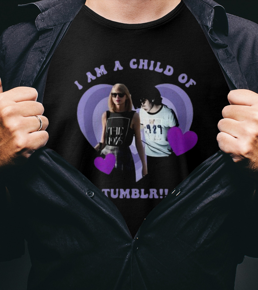 I AM A CHILD OF TUMBLR Taylor Swift Heart Duo With Purple Hearts T-Shirt