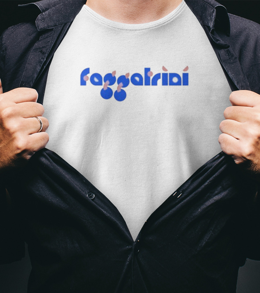 Faggatrini Cherry-Inspired Text With Blue And Red Accents T-Shirt