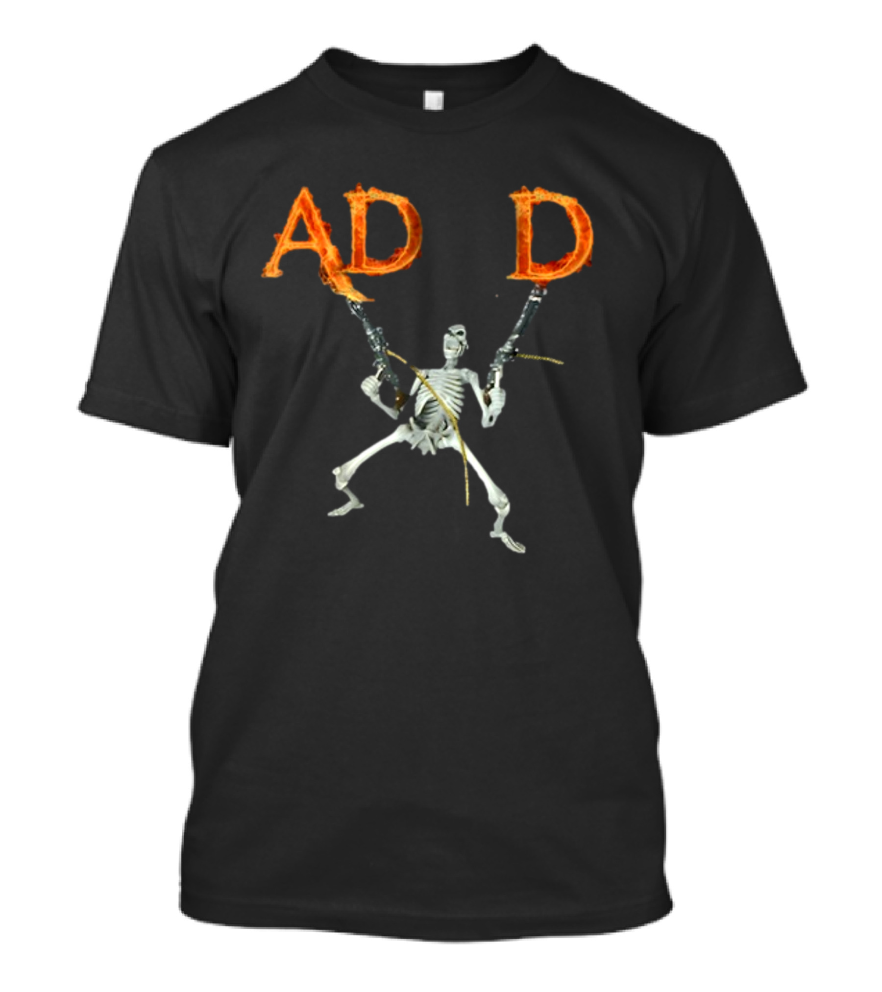 ADHD Skeleton Dual-Wielding Fiery Guns T-Shirt