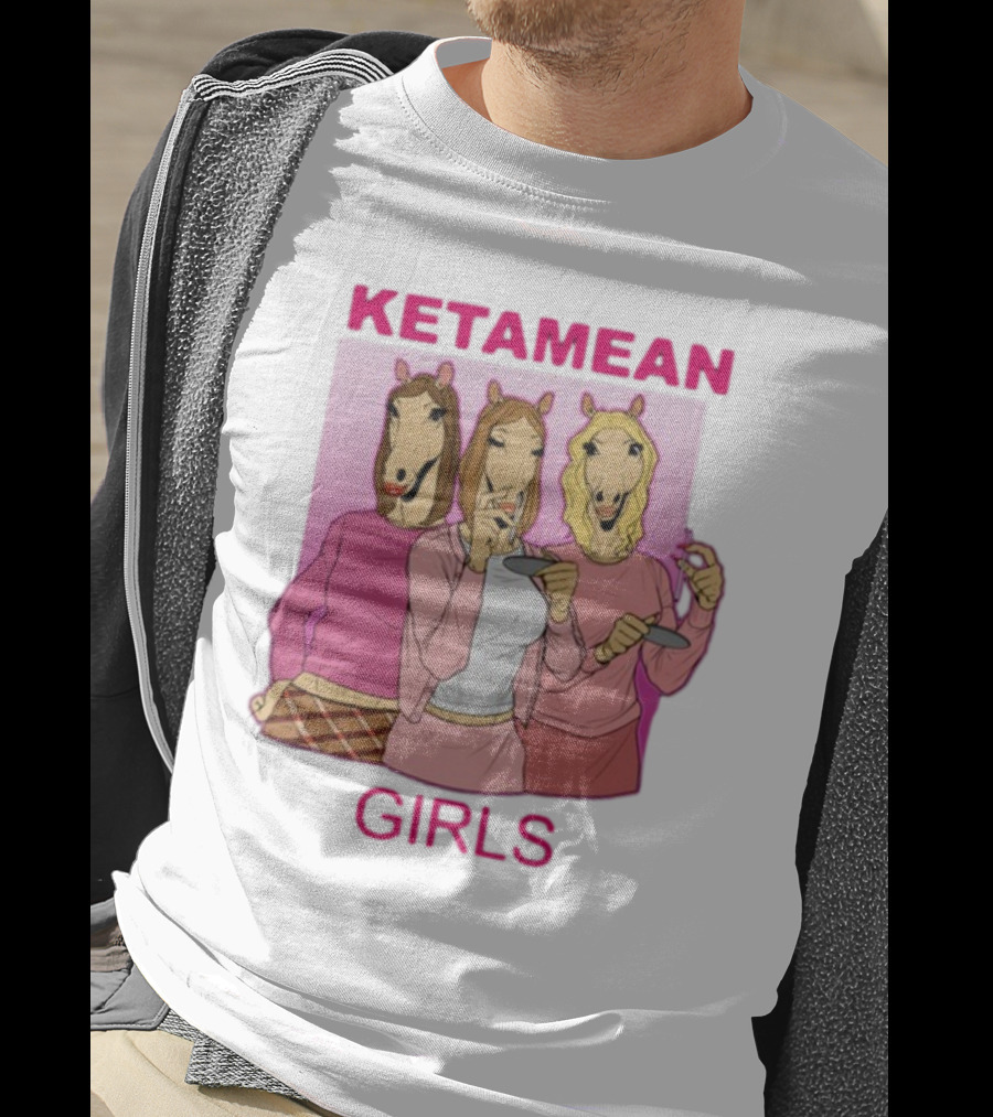 Ketamean Girls Horse Head Trio In Pink Outfits T-Shirt