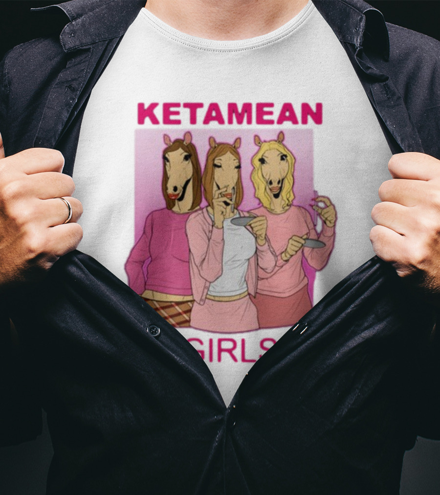 Ketamean Girls Horse Head Trio In Pink Outfits T-Shirt