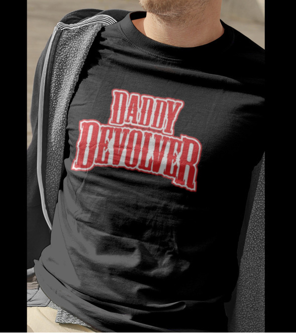 Daddy Devolver Red Western Typography T-Shirt