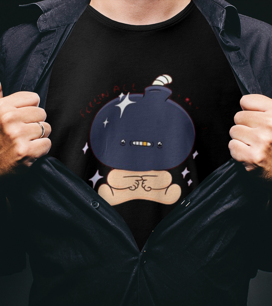 Feelin Alil Burnt Out Ghoulshack Bomb Character With Stars T-Shirt