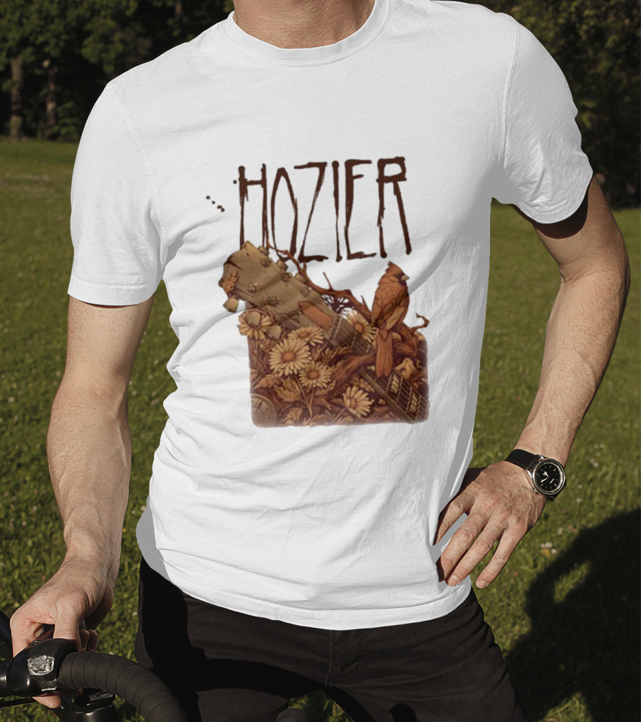 Hozier Jacksonville May 7 Show Guitar And Floral Bird T-Shirt
