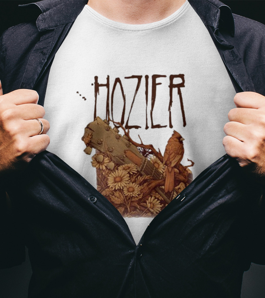 Hozier Jacksonville May 7 Show Guitar And Floral Bird T-Shirt