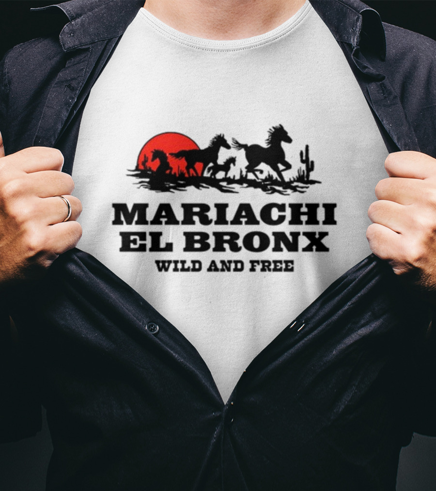 Mariachi El Bronx Wild And Free Horses Sunset Cactus T-Shirt