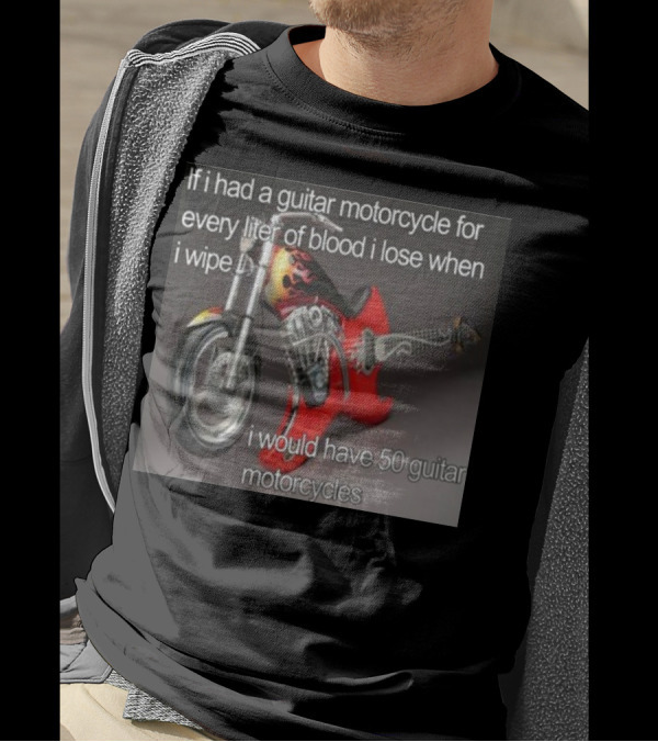 Sillyteestudio Guitar Motorcycle Blood Wipe 50 Limited T-Shirt