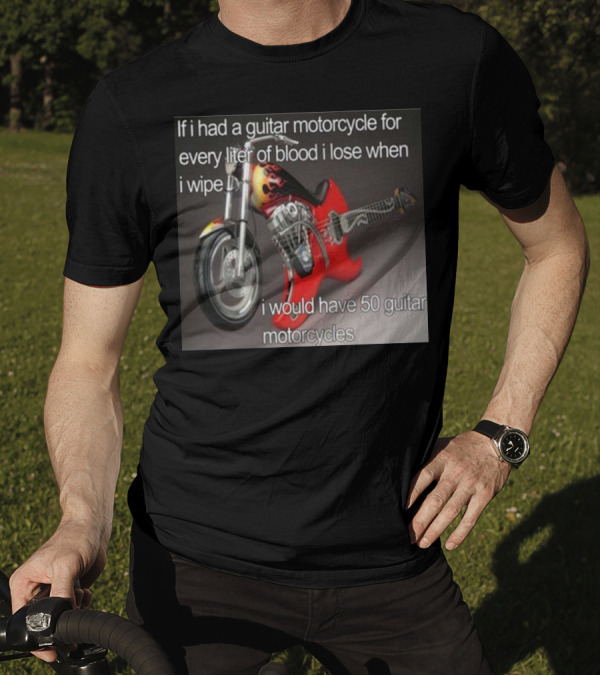Sillyteestudio Guitar Motorcycle Blood Wipe 50 Limited T-Shirt