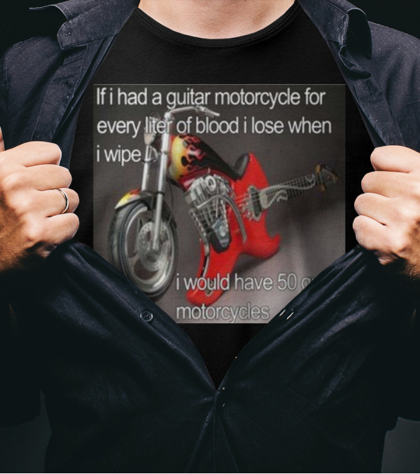 Sillyteestudio Guitar Motorcycle Blood Wipe 50 Limited T-Shirt