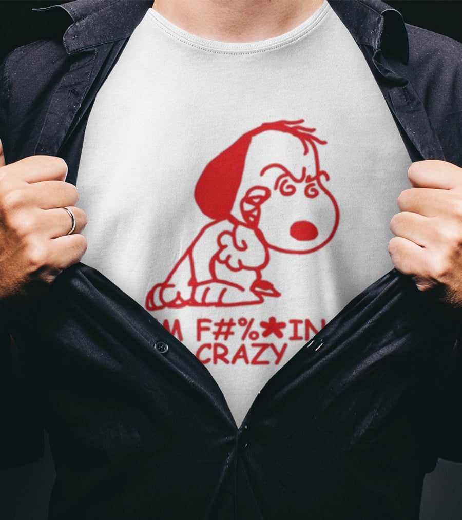 I'm F#%*ing Crazy Red Cartoon Character With Angry Expression T-Shirt