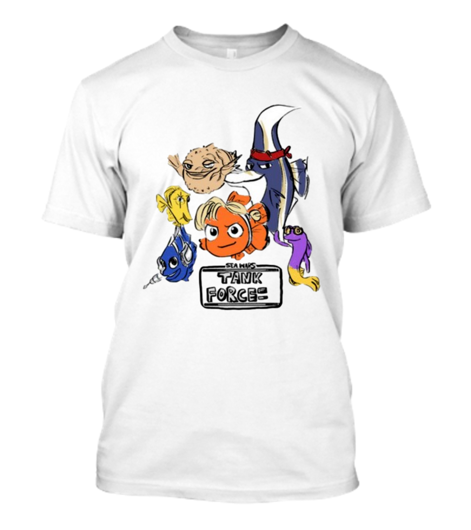 Sea Wars Tank Force Cartoon Fish Characters T-Shirt