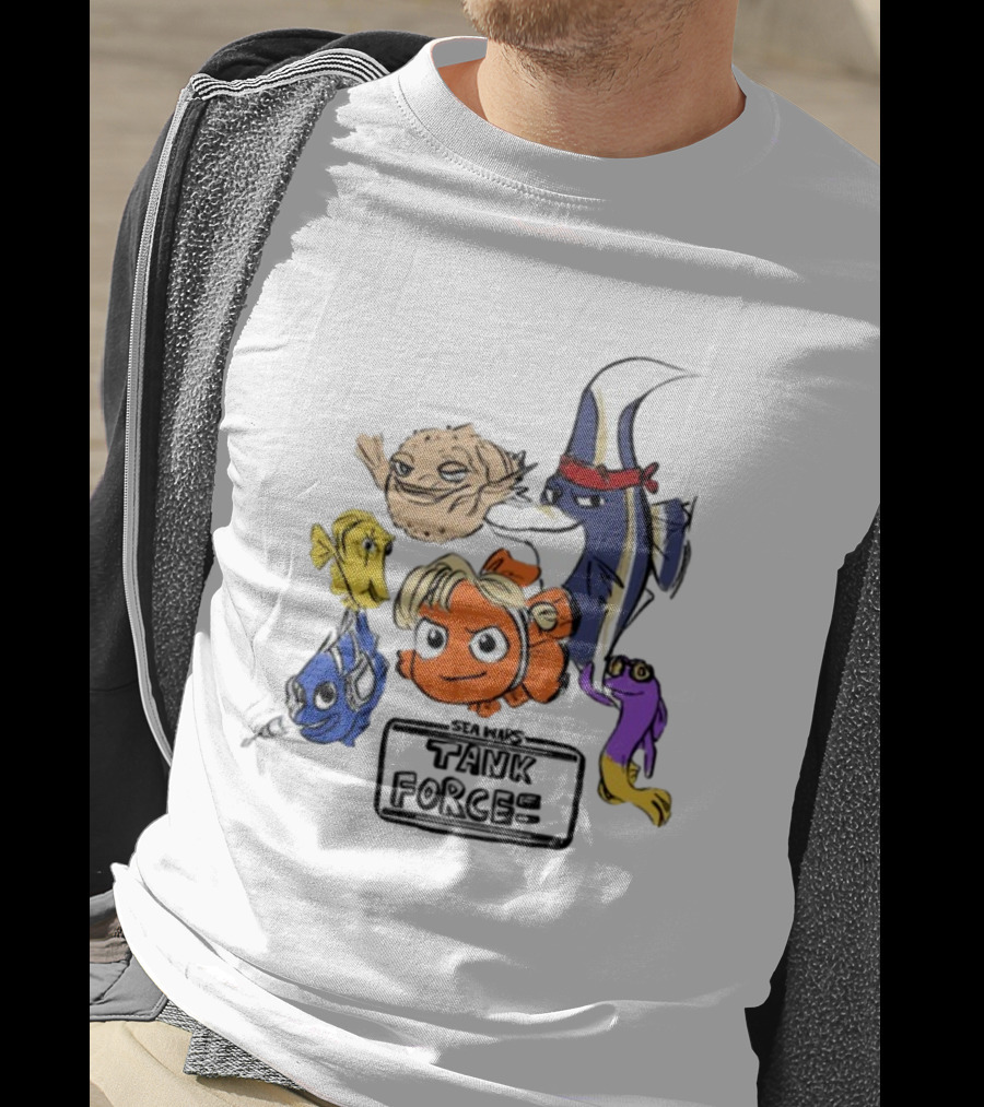 Sea Wars Tank Force Cartoon Fish Characters T-Shirt