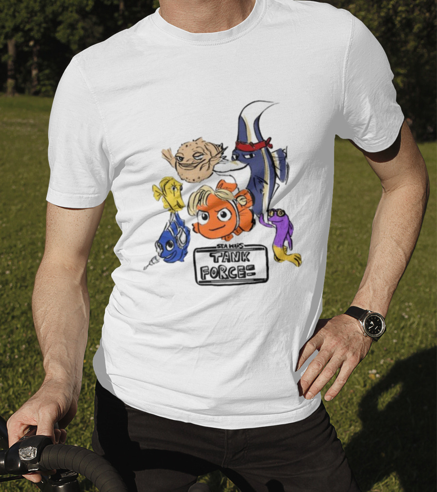 Sea Wars Tank Force Cartoon Fish Characters T-Shirt
