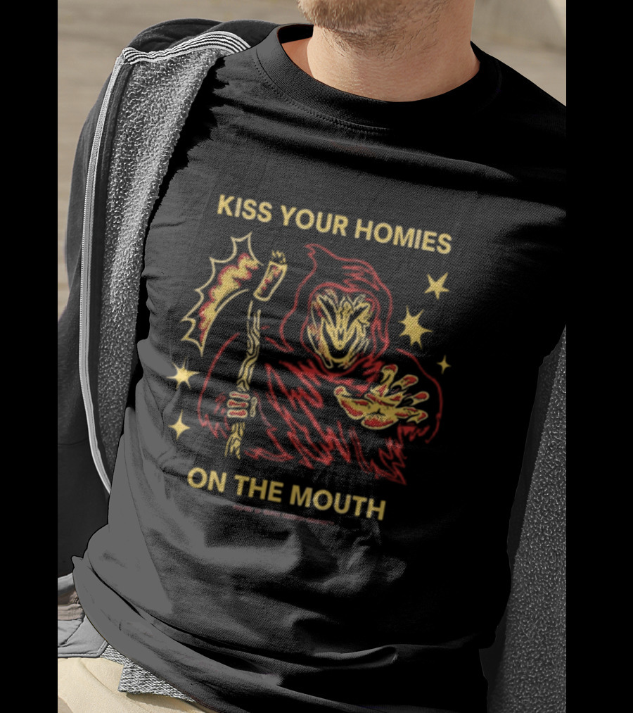 Kiss Your Homies On The Mouth Wizard Of Barge Red Reaper Starry Night T-Shirt