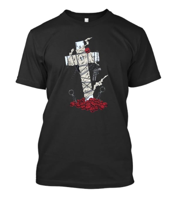 Trigun Nicholas D. Wolfwood Cross With Chains And Skulls T-Shirt