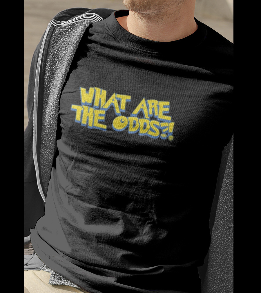 Mr Fruit Dotexe What Are The Odds Text With Yellow Bold Letters And Faces T-Shirt