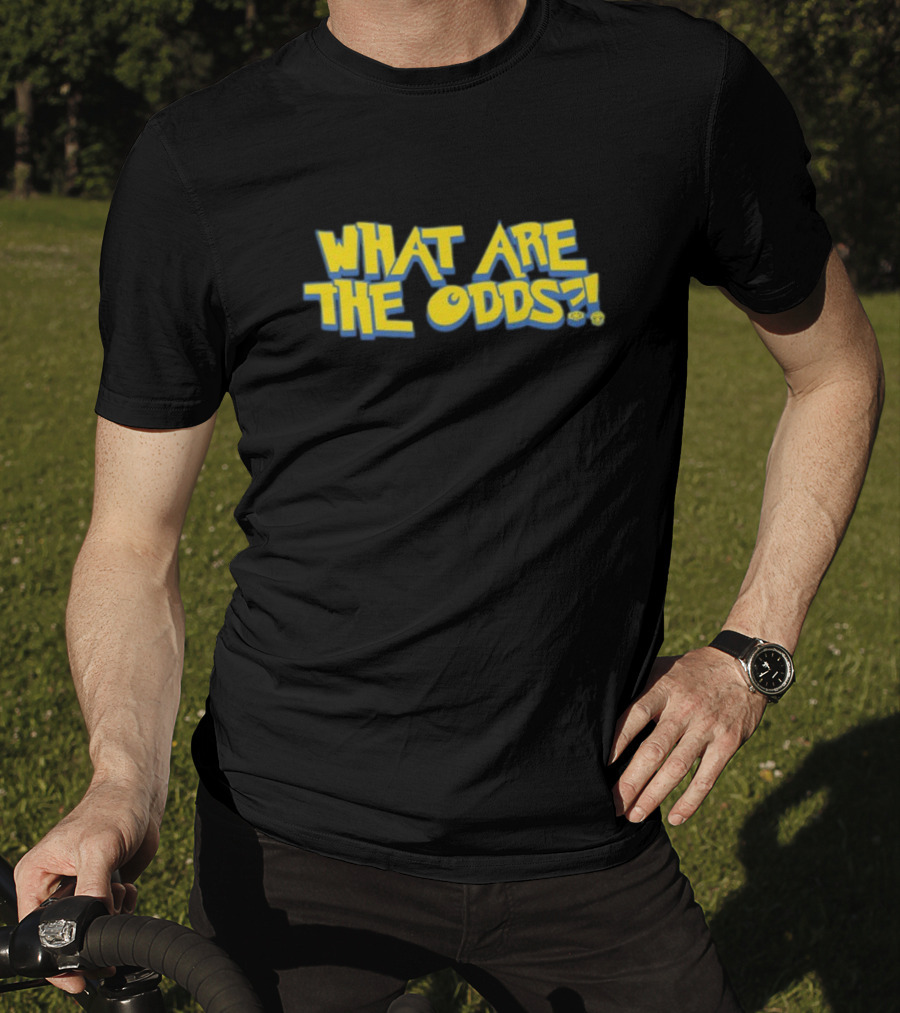 Mr Fruit Dotexe What Are The Odds Text With Yellow Bold Letters And Faces T-Shirt