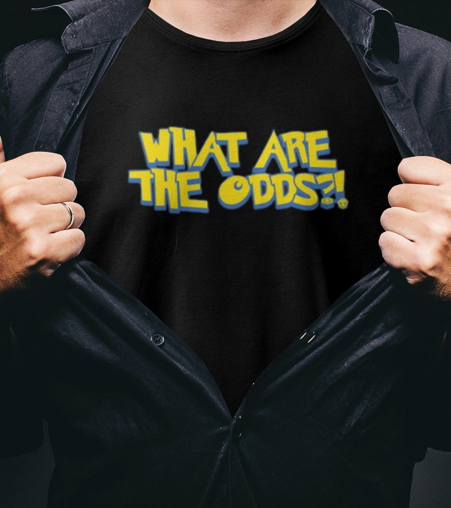 Mr Fruit Dotexe What Are The Odds Text With Yellow Bold Letters And Faces T-Shirt