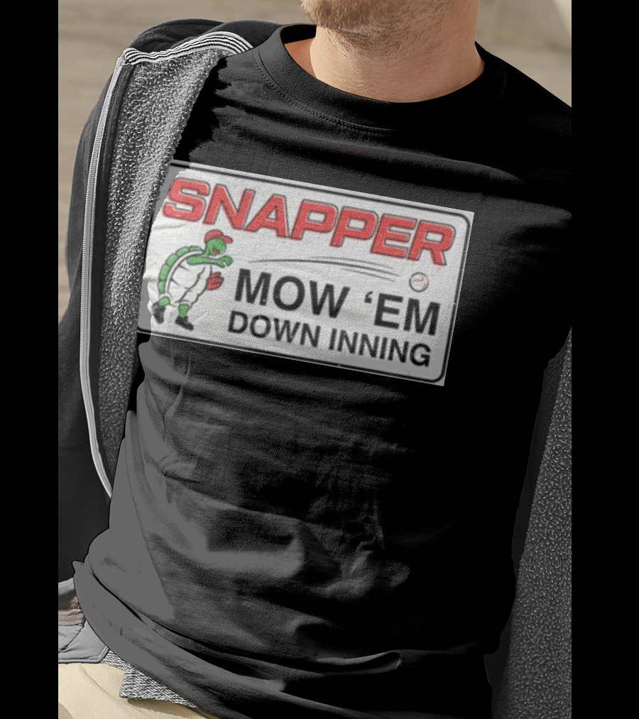 Snapper Mow 'Em Down Inning Baseball Turtle T-Shirt