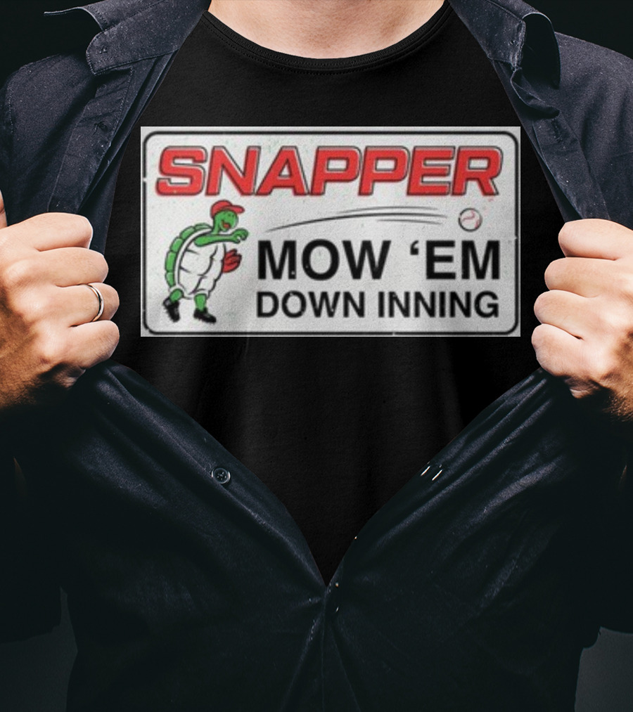 Snapper Mow 'Em Down Inning Baseball Turtle T-Shirt