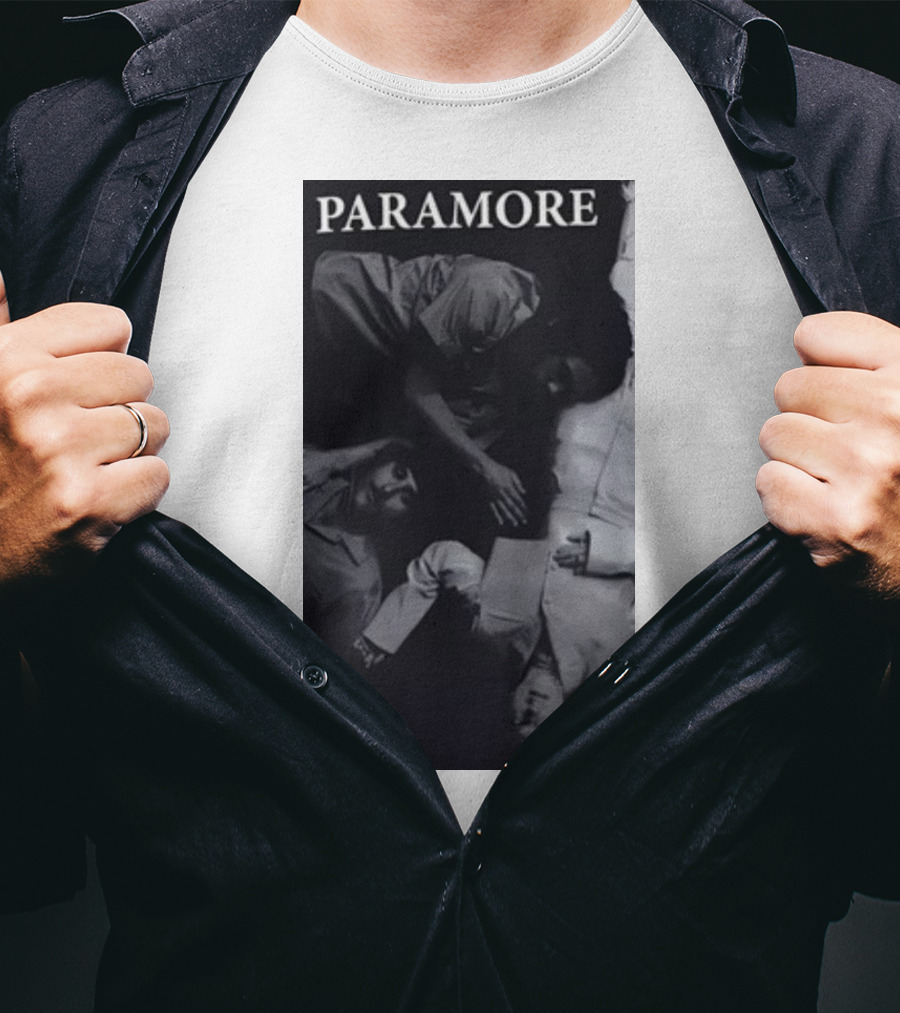 Paramore Black And White Band Photo Trio Lying Down T-Shirt