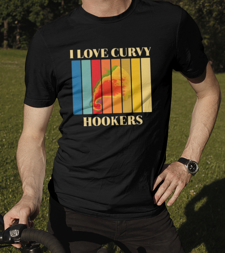 I Love Curvy Hookers Multicolored Abstract Stripes T-Shirt